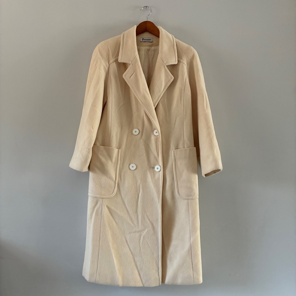Forecaster Wool Overcoat Womens 5/6 Cream Double Breasted Vintage Made in USA